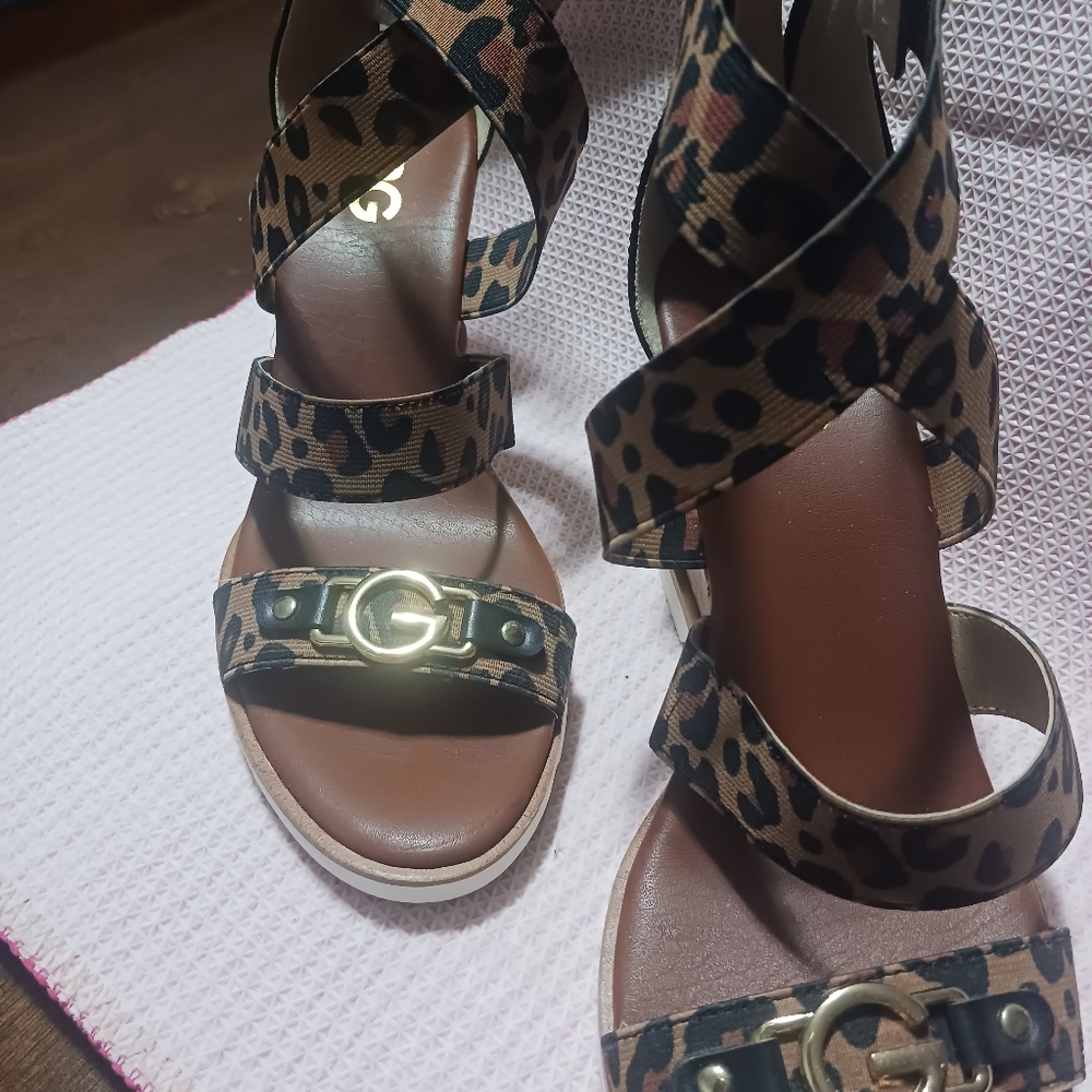 Women leopard wedge sandals